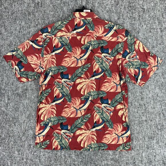GUY HARVEY SHIRT MENS M RED HAWAIIAN MARLIN AFTCO BLUEWATER LOOSE EASY-CARE CAMP - Picture 2 of 10